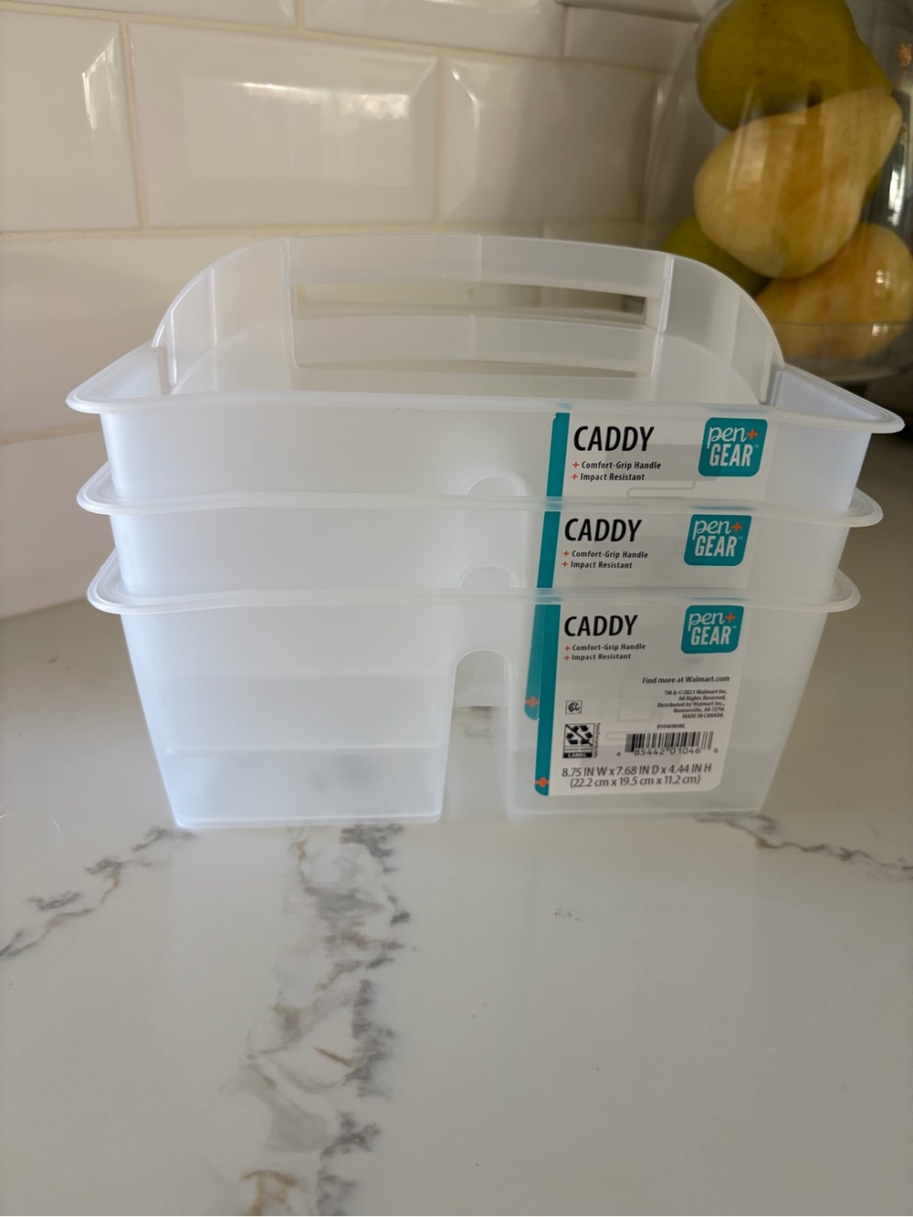 3 Pen+Gear Clear Stackable Plastic Caddy Organizers Home Storage Teachers office